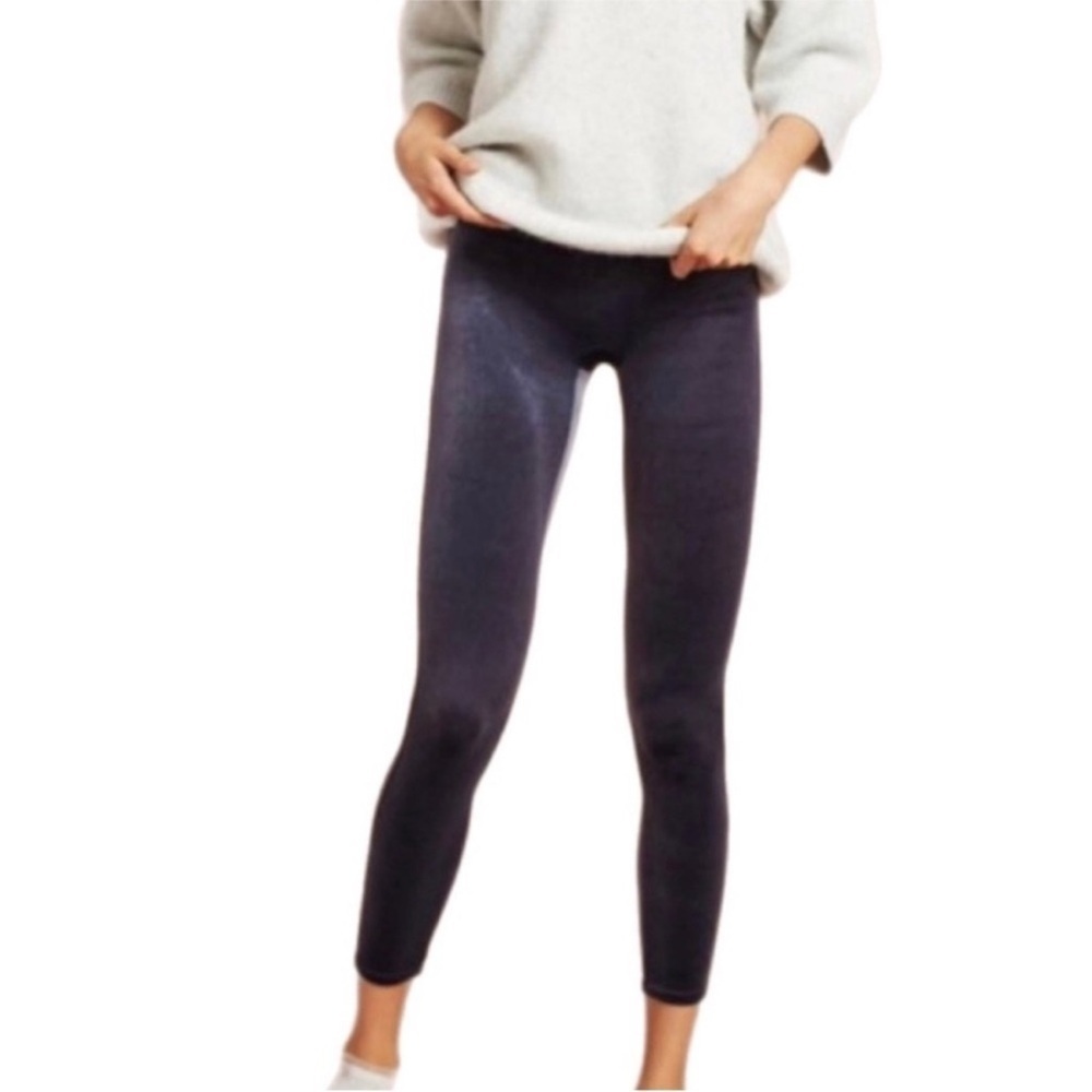 Spanx Velvet Leggings in Navy Blue - Picture 3 of 9